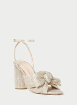 <transcy>Camellia heeled sandal with ankle strap in platinum</transcy>