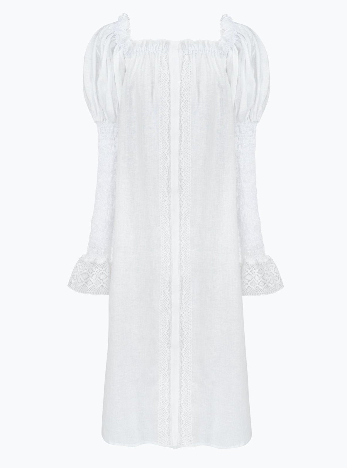 Opera strapless linen dress with lace